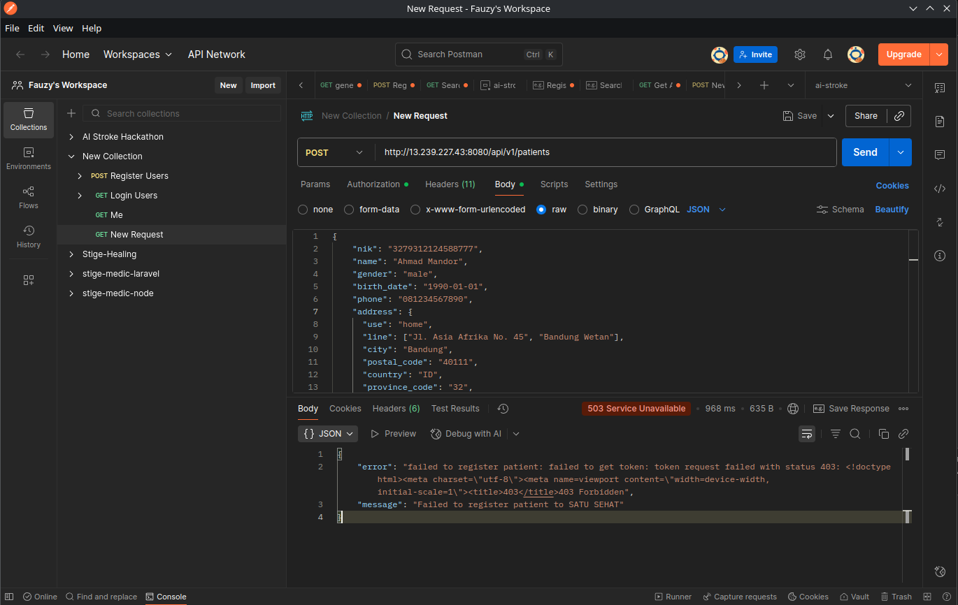 Debugging response error